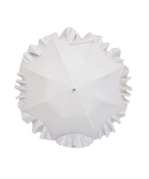 MOONBAT 【1級遮光/遮熱/UV】LANVIN en Bleu (ランバン オン ブルー)晴雨兼用日傘 ラッフルフリル 無地 チャーム付き 折りたたみ傘 楽折 キャメル