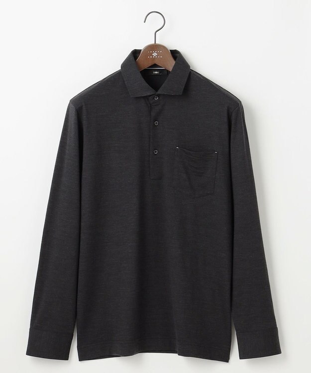 JOSEPH ABBOUD 【ふっくらあたたかウール100％】ウールダディポロシャツ グレー系