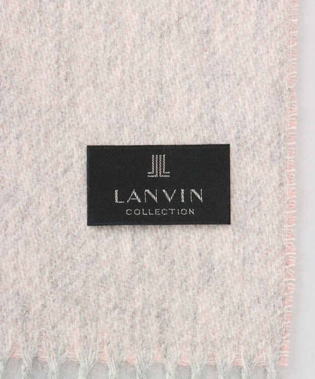 AURORA 【 LANVIN COLLECTION（ランバン コレクション） 】カシミヤ100%無地シングルリバーシブルマフラー(WASH) グレイッシュピンク
