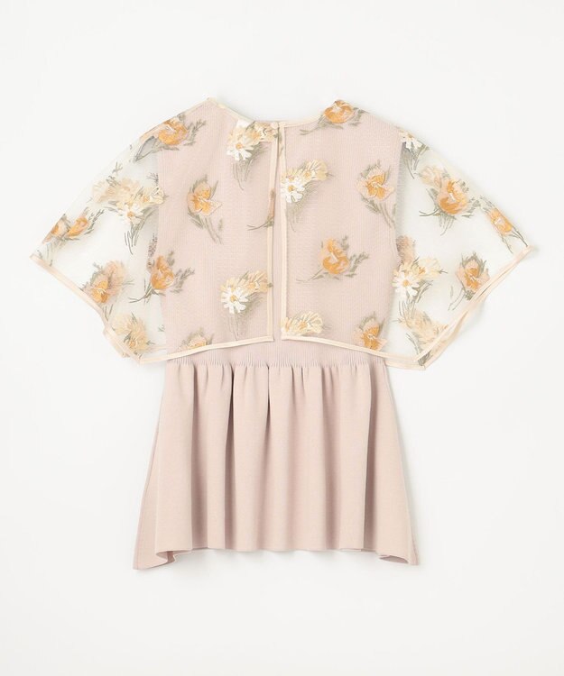 GRACE CONTINENTAL 刺繍ケープニットトップ ベージュ