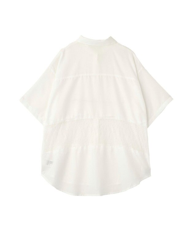 Green Parks レース切替５分袖シャツ White