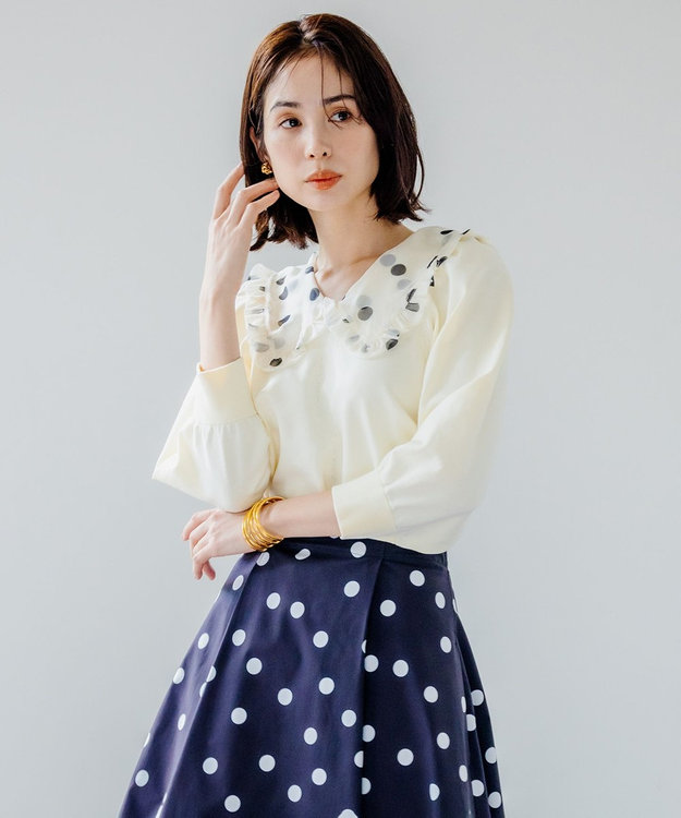 組曲 S 【組曲×setsuko sagittaire】襟付きプルオーバー ニット アイボリー系