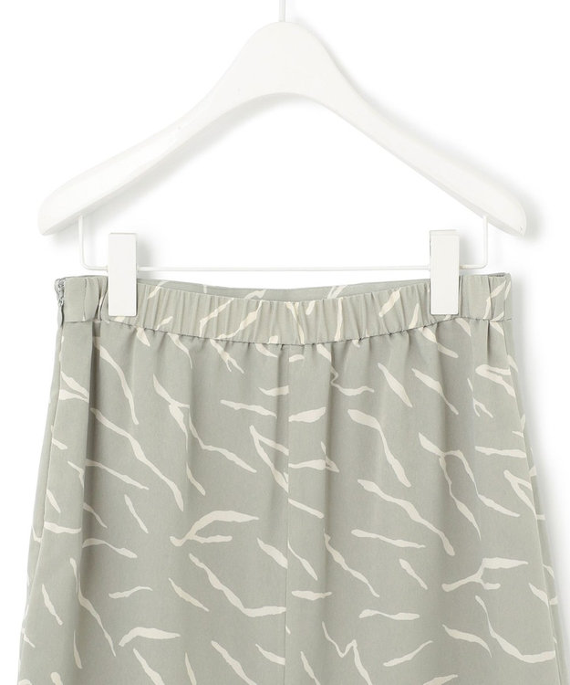 ICB 【洗える】 パウダーサテンプリント スカート アッシュグレー系