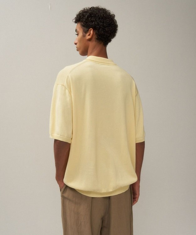 ATON COTTON WASHI KNIT | ハーフスリーブポロセーター - UNISEX YELLOW