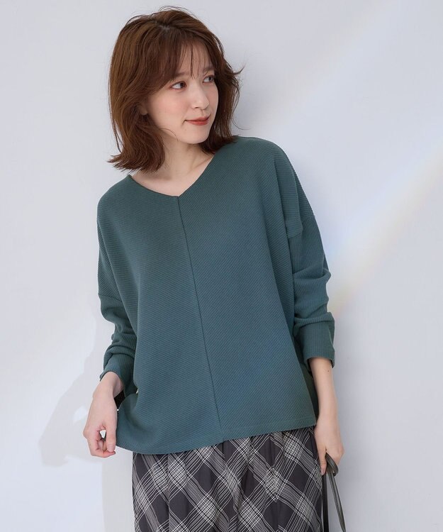 ANY 【洗濯機可能】Vネックニットソー グリーン