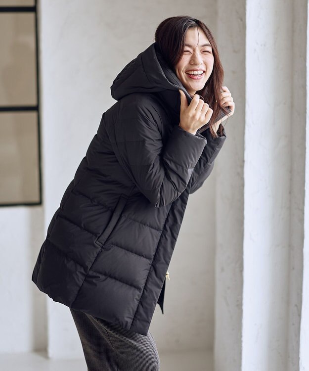 洗濯機可/フード取り外し可能/撥水】楽映えリッチロング丈ダウン