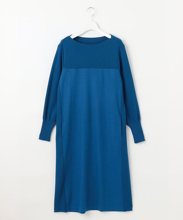自由区 ウールニットコンビジャージー ワンピース ブルー系