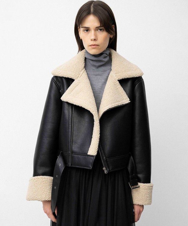 NAVE 【Nave】ヴィーガンムートン ライダースジャケット ブラック系