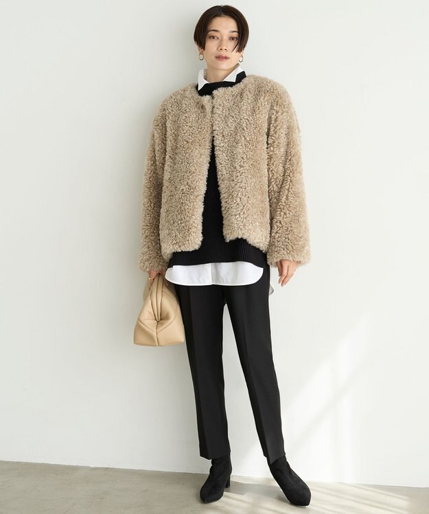 UNFILO 裏起毛テーパードパンツ ブラック