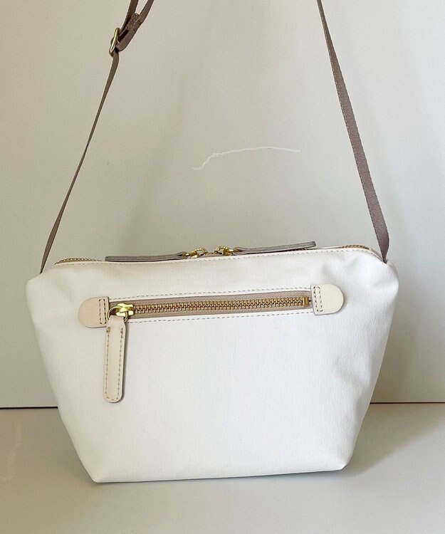 Hekhèr Le Style de Vie 新型追加【日本製 / 汚れにくい】PUコートコットンキャンバス×牛革付属 ショルダーバッグ ホワイト