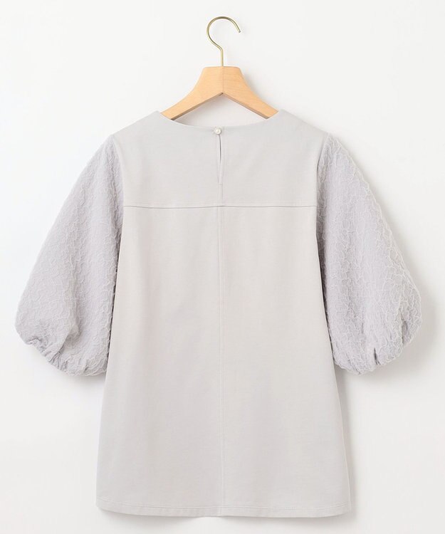 組曲 【洗える】レリーフスリーブジャージー カットソー ブルーグレー系