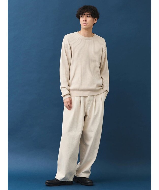 CRAFT STANDARD BOUTIQUE ワイドリブクルーネックニットプルオーバー Ivory