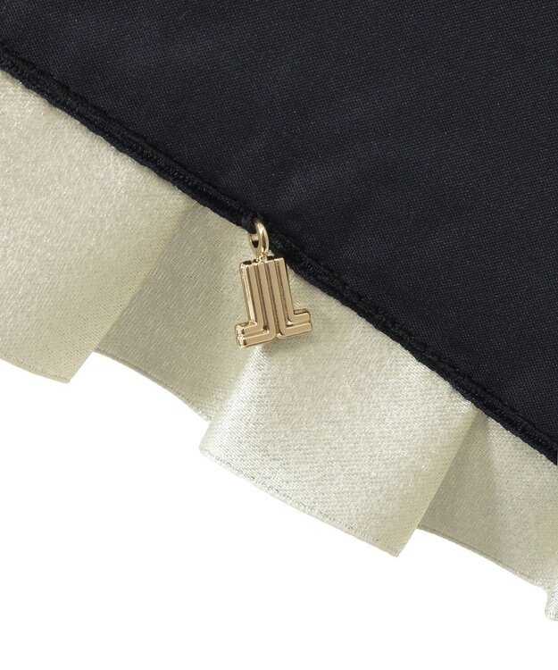 MOONBAT 【一級遮光/晴雨兼用】LANVIN en Bleu (ランバン オン ブルー)  折りたたみ日傘 シャイニーフリル 遮光 遮熱 UV ブラック