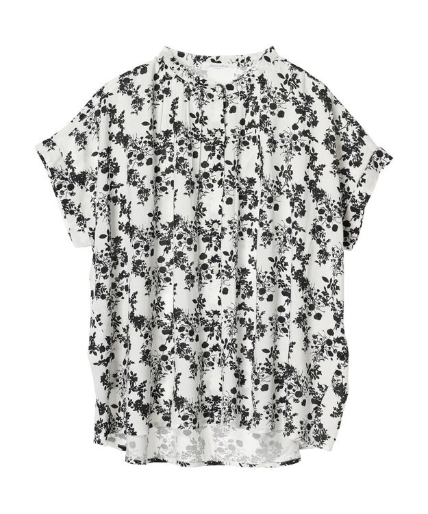 Green Parks アソート柄さらっとレーヨンブラウス Off White