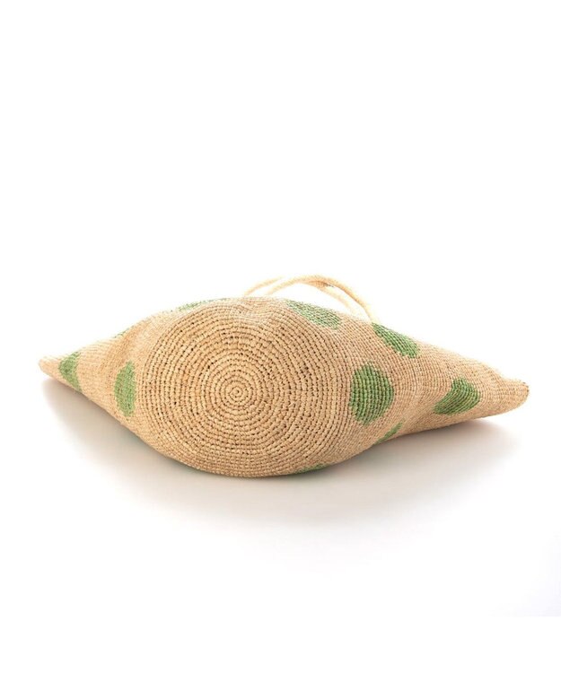 UNBILLION カシュカシュ cachecache / ドット柄ラフィアビッグトートバッグ カゴバッグ グリーン