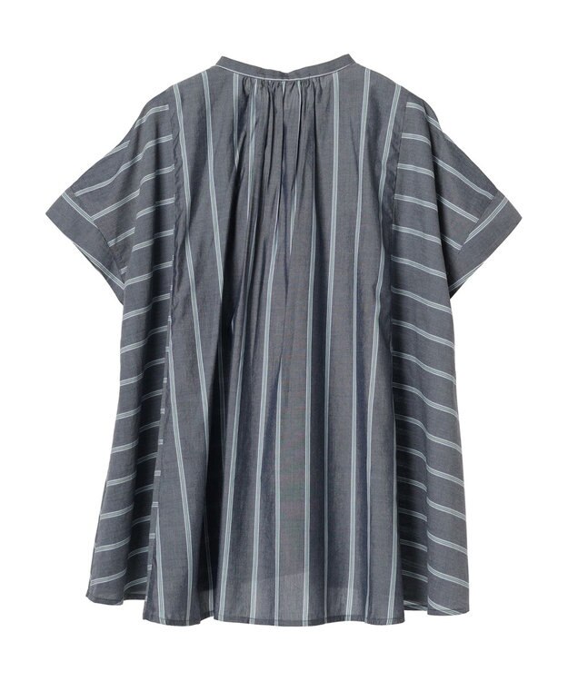 AMERICAN HOLIC 接触冷感フレンチスリーブ切り替えフレアブラウス Stripe Navy