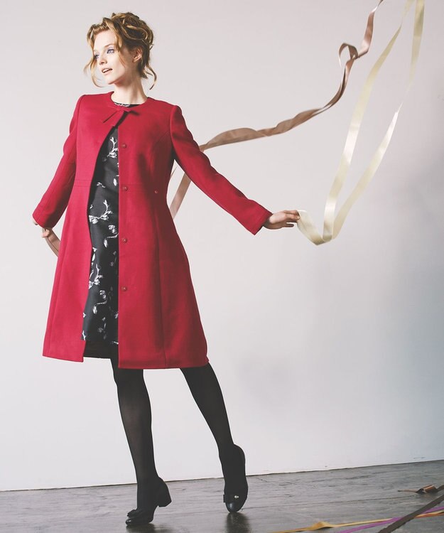 TOCCA 【WEB限定カラー有り】【消臭】MILKY PUFF リボンウールコート オールドローズ系