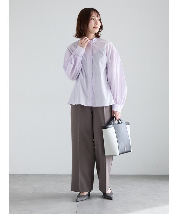 Te chichi パターンアソートスタンドフリルブラウス ラベンダー