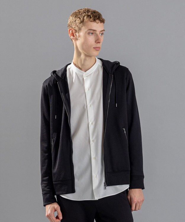 JOSEPH HOMME テックラインテリー　ジップアップパーカ ブラック系
