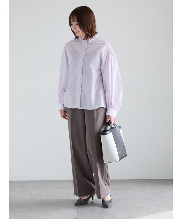 Te chichi パターンアソートスタンドフリルブラウス ラベンダー