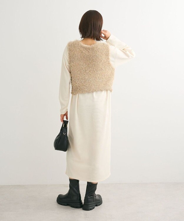 Green Parks ＳＥＴ２点ベスト＋リブワンピース Ivory