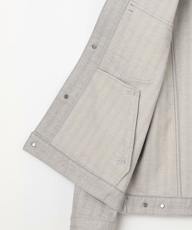 JOSEPH ABBOUD 【イタリア素材/ストレッチ】ヘリンボンモールスキンワーク ジャケット ライトグレー系