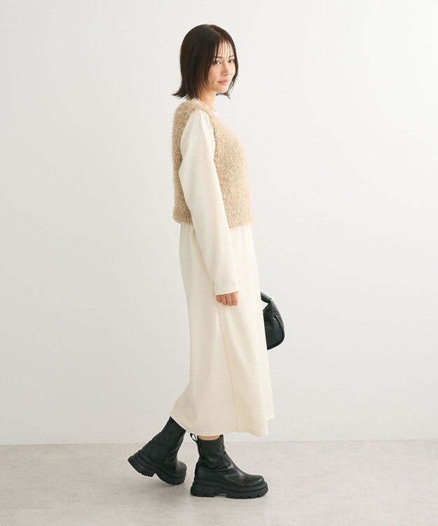 Green Parks ＳＥＴ２点ベスト＋リブワンピース Ivory