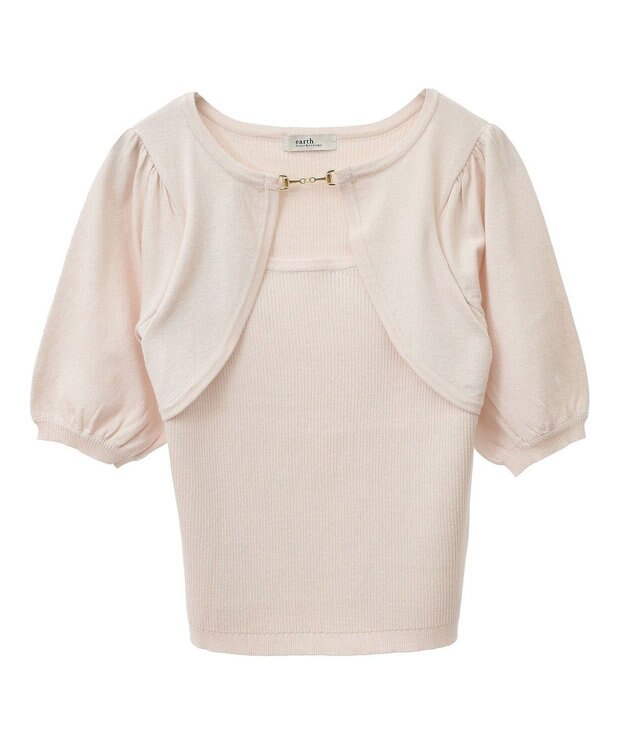 earth music&ecology ビット付きニットプルオーバー Ivory