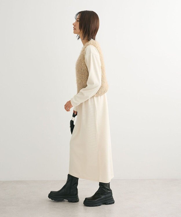 Green Parks ＳＥＴ２点ベスト＋リブワンピース Ivory