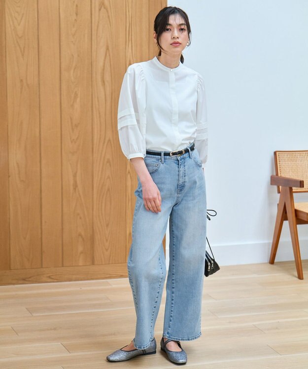 ANY 【大好評につき新色登場/洗濯機可/ウエストゴム/ストレッチ】ワイドデニムパンツ ブリーチ