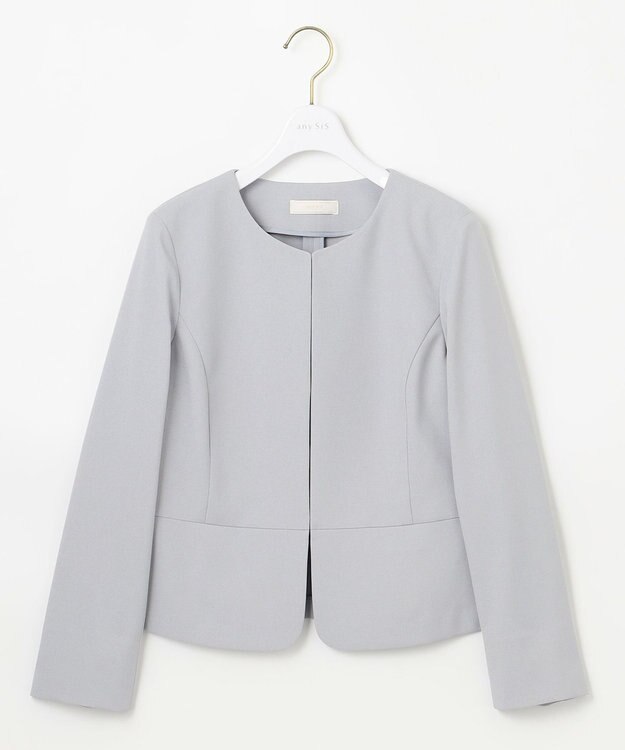 ANY SIS 【UVカット・接触冷感・吸水速乾】スマートビューティストレッチ ペプラムショート ジャケット ブルーグレー