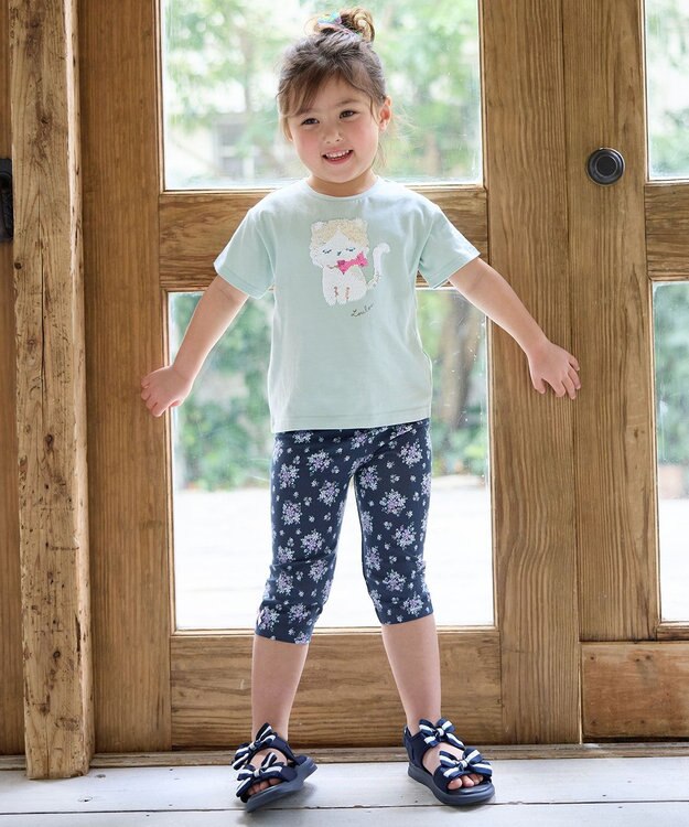 ANY KIDS ミラクルスパンコールTシャツ ミント（ねこ×ハチワレ）