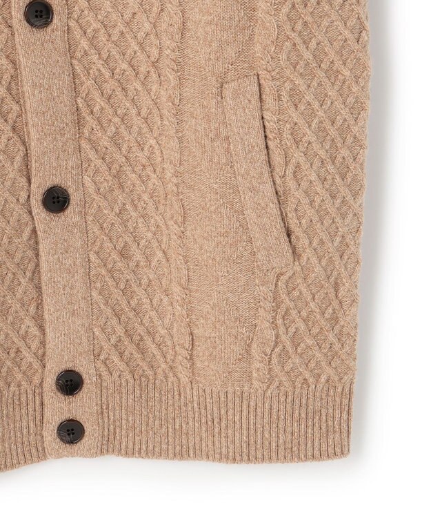 J.PRESS MEN ウール×カシミヤの上質素材【Cash Lamb's Wool】ハイネックケーブル カーディガン_25年モデル ベージュ系