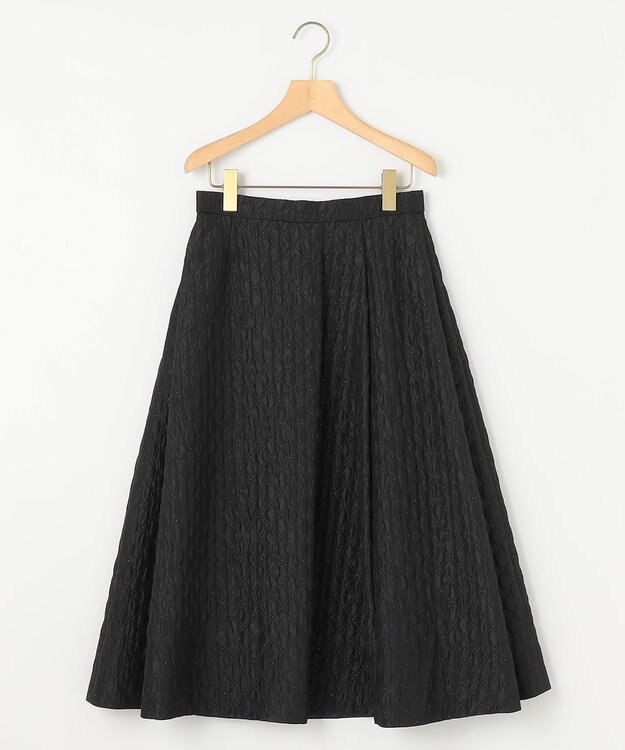 組曲 ジオメトリックフラワージャガード フレアスカート ブラック系