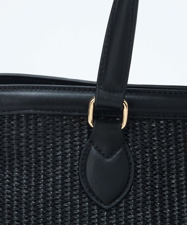 TOPKAPI 【Breath TOPKAPI】サングラスホルダー付き レザーコンビ カゴバッグ M ブラック