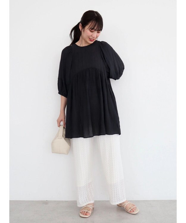 Green Parks ＢＰ　ボリュームスリーブチュニック Black