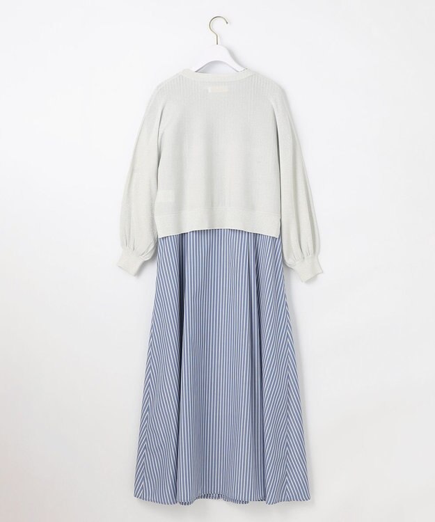 ANY SIS L 【2SET】シャツワンピ × ニット セット ブルーストライプ×シルバー