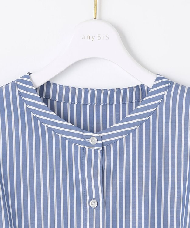 ANY SIS L 【2SET】シャツワンピ × ニット セット ブルーストライプ×シルバー