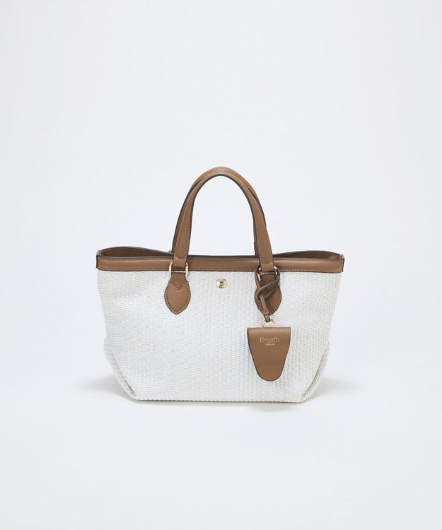 TOPKAPI 【Breath TOPKAPI】サングラスホルダー付き レザーコンビ カゴバッグ M ホワイト