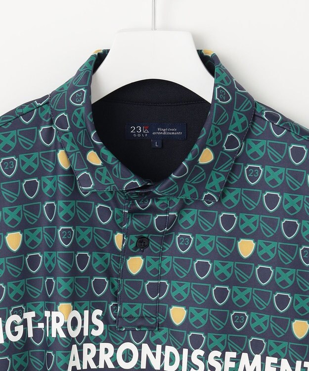 23区GOLF 【MEN】【吸水速乾/UVカット】エンブレム柄ポロシャツ ネイビー系5