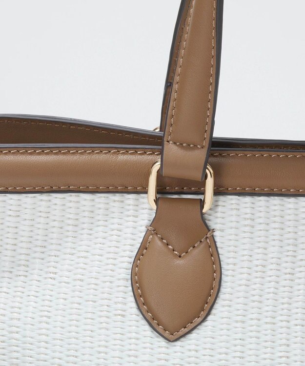 TOPKAPI 【Breath TOPKAPI】サングラスホルダー付き レザーコンビ カゴバッグ M ホワイト