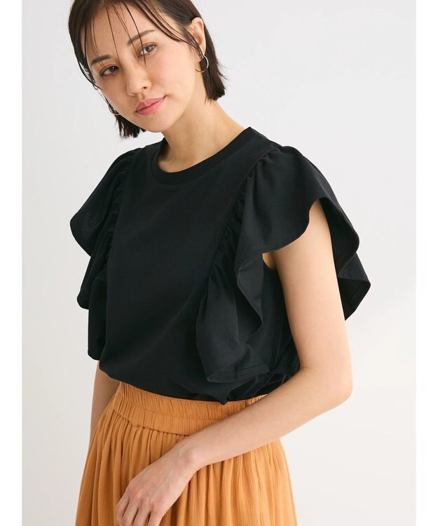 Green Parks ・ＳＵＧＡＲ　ＳＰＯＯＮ＜ＣＯＯＬ＞ラッフルスリーブＴＥＥ Black