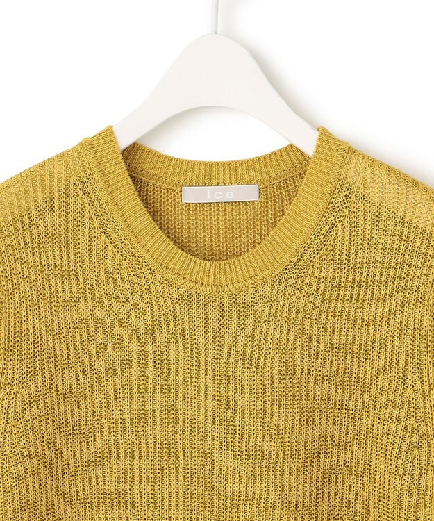 ICB 【WEB限定カラーあり・洗える】 ペーパーブレンドシャインニット 5分袖プルオーバー イエロー系