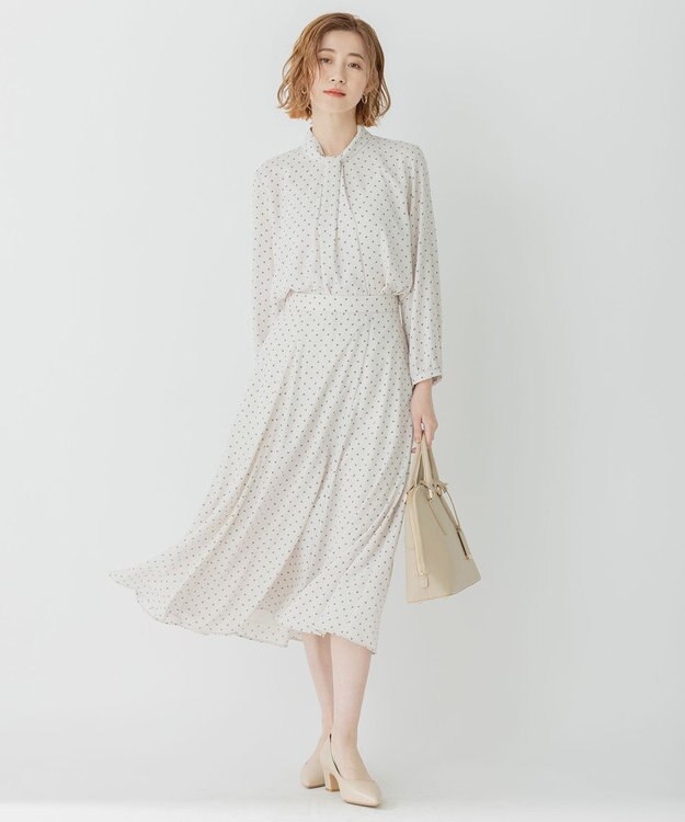 23区 L 【洗える】トライアングルプリント スカート ベージュプリント