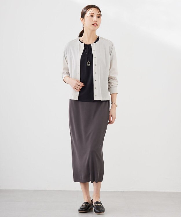 J.PRESS LADIES S 【洗える】ストレッチリブフェイス スカート スレート系