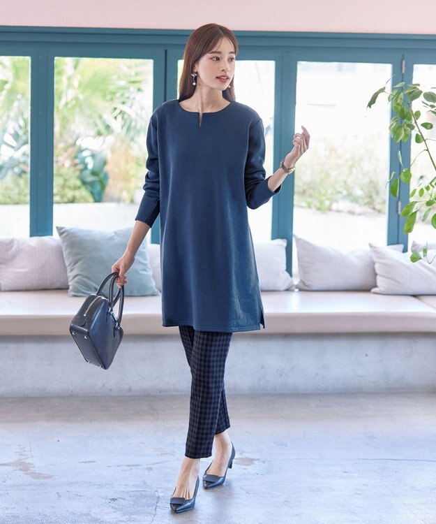 Tiaclasse 【洗える】裏起毛チュニック ブルー