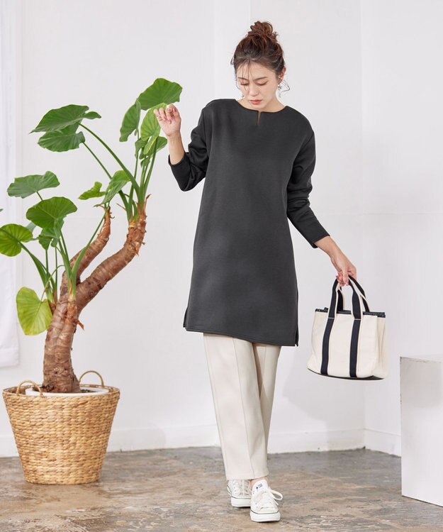 Tiaclasse 【洗える】裏起毛チュニック チャコール