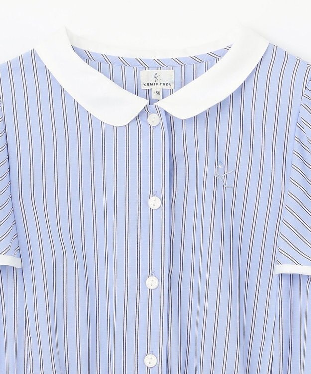 組曲 KIDS 【150-160㎝】サマーストライプ ワンピース サックスブルー系1