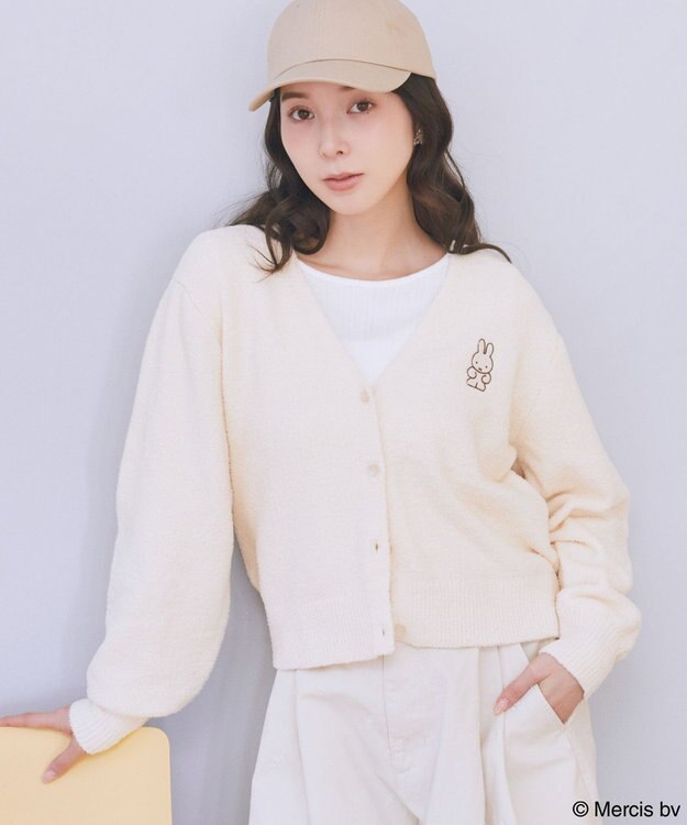 earth music&ecology 【予約】miffy/earth モコモコカーディガン クリーム