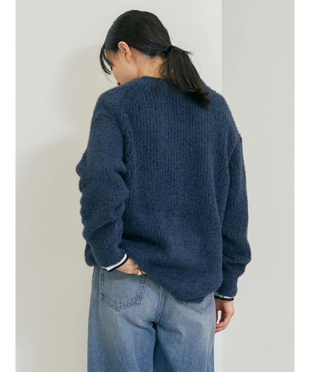 AMERICAN HOLIC モールヤーン片畦Ｖネックニットプルオーバー Navy